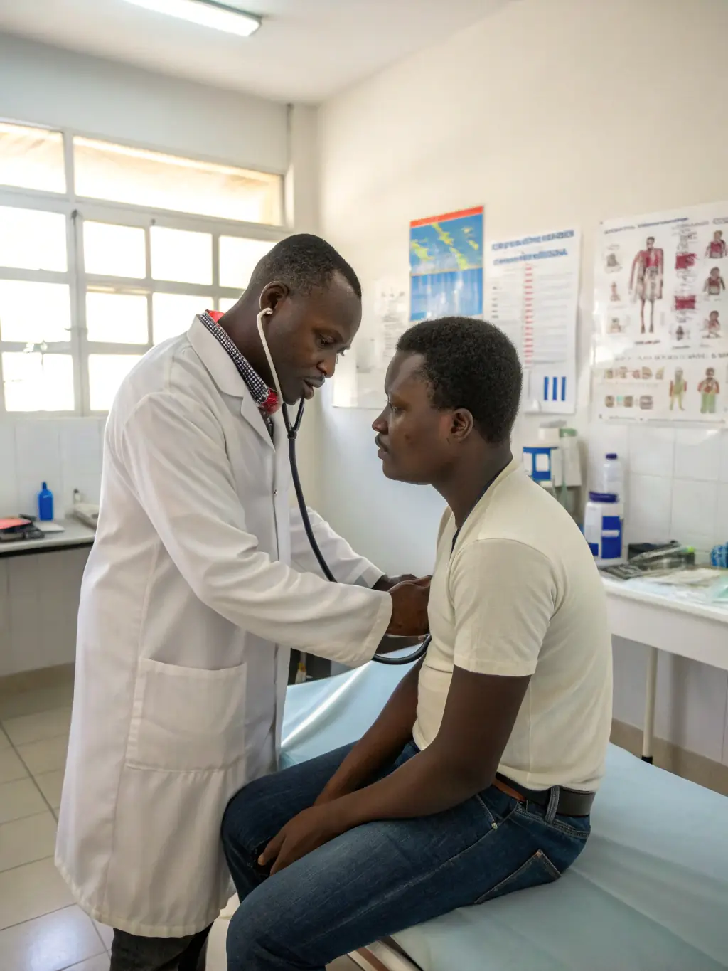 A medical professional assisting a patient, illustrating the importance of proper care and the consequences of medical errors.